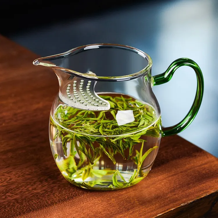 加厚绿茶杯月牙公道杯茶漏耐热大容量大号分茶器泡茶杯过滤茶具  