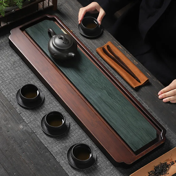 木纹石竹制茶盘小型轻奢现代排水茶台家用茶盘爆款第一名