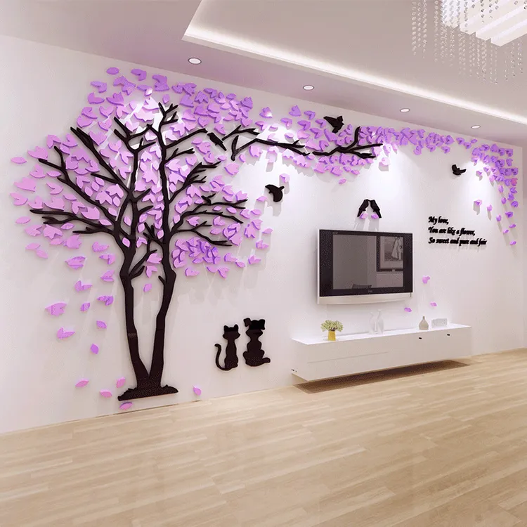 电视背景墙面贴纸壁画自粘客餐厅装饰品亚克力3d立体卧室房间布置