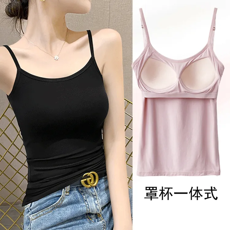 薄款冰丝可调节吊带背心运动瑜伽跑步不空杯跑杯一体式背心商品图