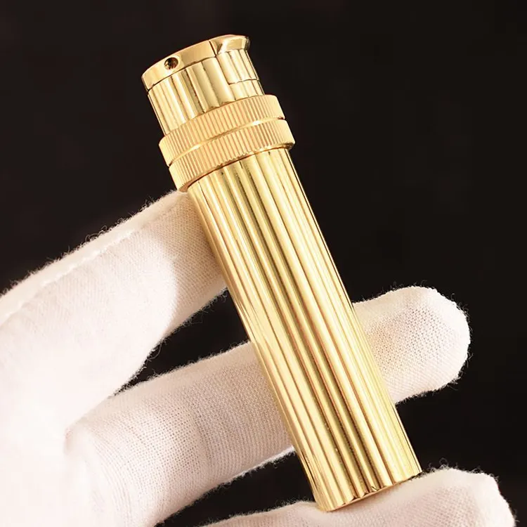 创意黄铜圆柱型竖纹抬臂转动男士个性打火机