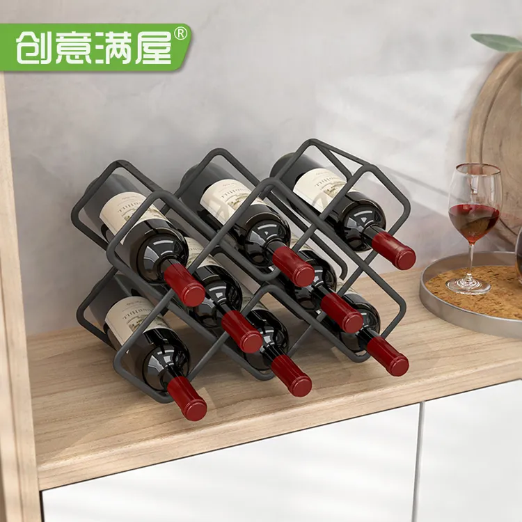 红酒架摆件轻奢葡萄酒架菱形格子家用创意红酒柜置物架欧式酒架子