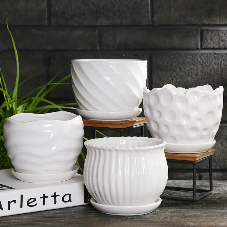 花盆陶瓷清仓大号中号家用绿萝吊兰多肉绿植白色蝴蝶兰盆批发包邮