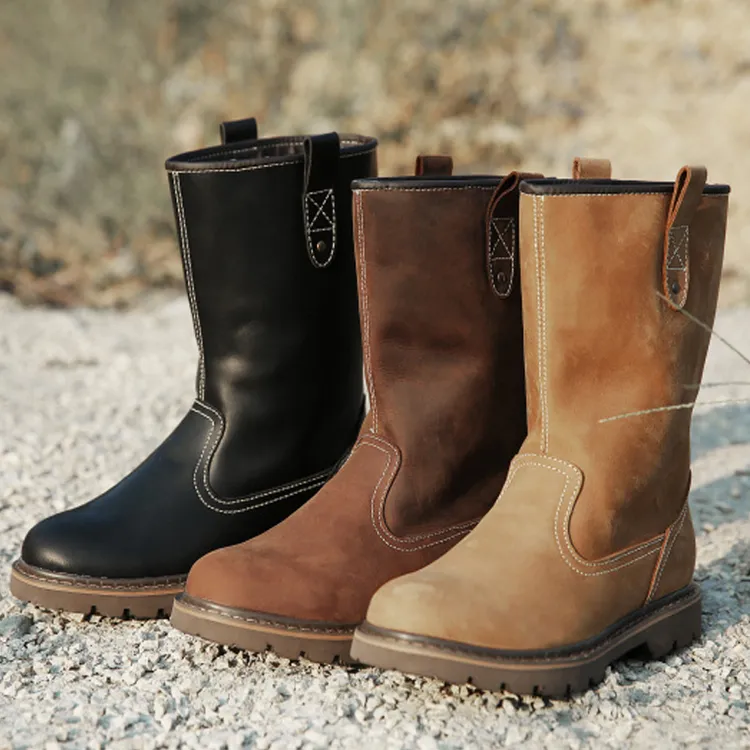 真皮高筒蒙古马靴牛皮男靴机车靴复古马丁靴透气工装靴骑士靴男士