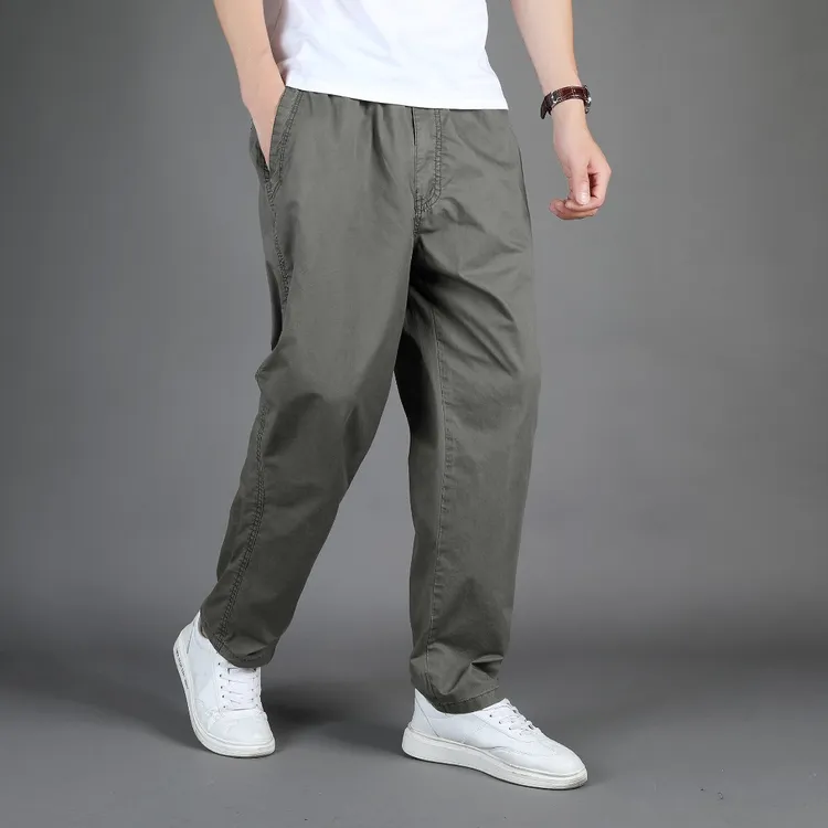 【清仓】男士大码宽松工装裤裤子纯棉舒适加肥加大直筒薄款休闲裤