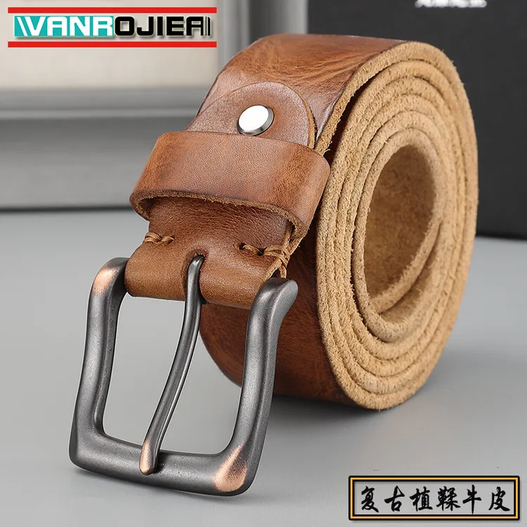 复古皮带男士真皮针扣头层牛皮手工休闲牛仔裤腰带青年简约真牛皮