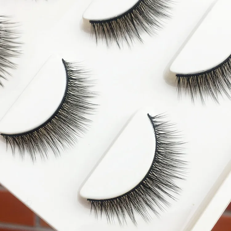 超柔软棉线3D假睫毛 自然仿真交叉款日常裸妆浓密软梗眼睫毛3对装