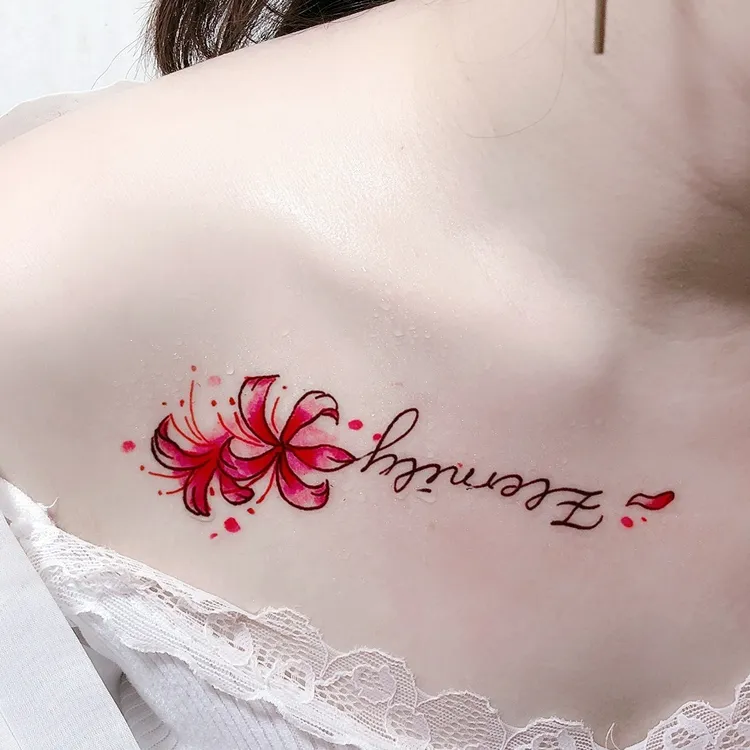 【普通单款贴纸DK203款字母彼岸花（2张）】防水 好看 意思-永恒