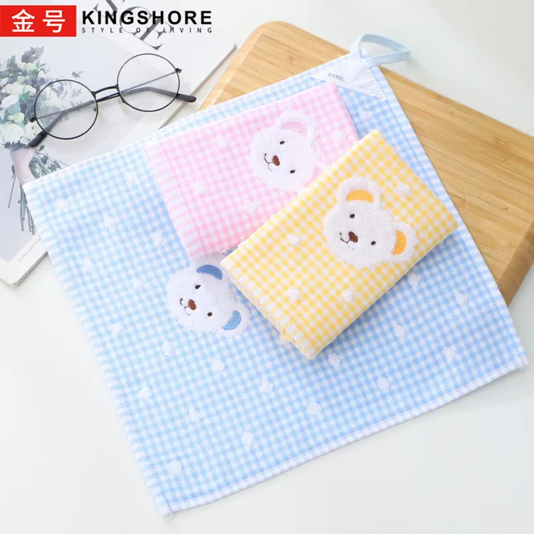 金号纯棉家用儿童洗脸小毛巾全棉双层纱布幼儿园四方正方形方巾