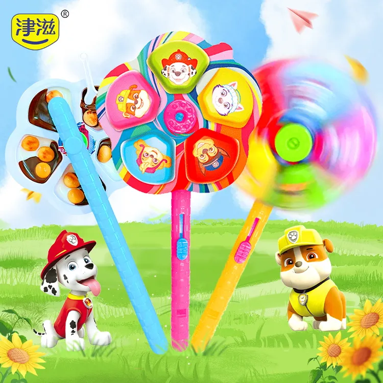 津滋汪汪队正版哄娃神器巧克力手工转动风车玩具礼物解馋儿童食品