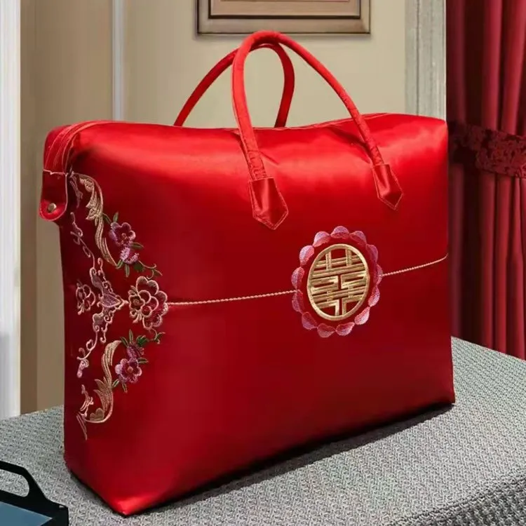 婚庆喜被收纳袋大红色牛津布被褥包装袋加厚棉被毛毯大号防尘袋子