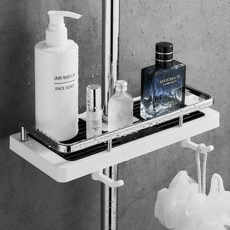 花洒置物架免打孔卫生间花洒杆浴室置物篮家用淋浴间收纳放置挂架