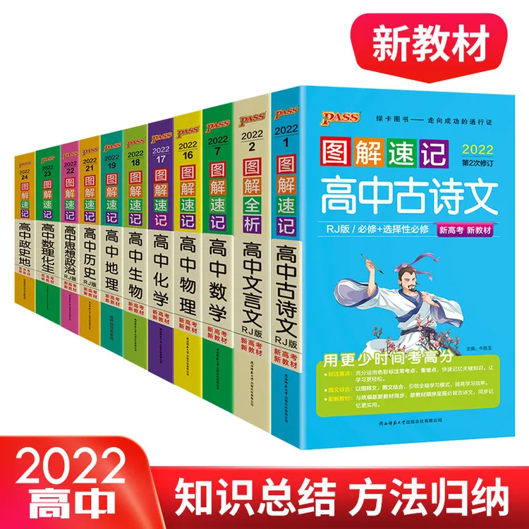 PASS绿卡图解速记旧版高中语文数学英语人教新教材新高考必修选修