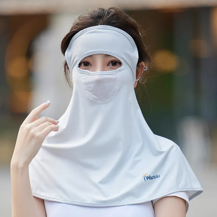 面纱防晒夏季女面罩学车跑步冰丝遮阳紫外线护肩护颈全脸透气口罩