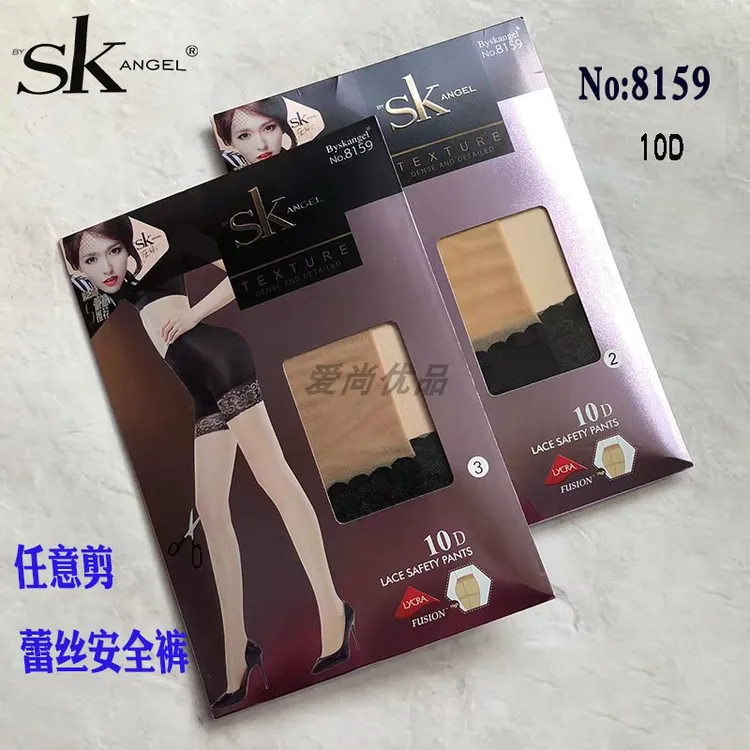 SK8159丝袜蕾丝安全裤袜 10D夏新款任意剪防勾丝天鹅绒连裤袜