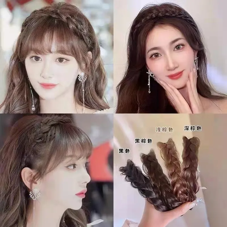 无金属布艺发饰鱼骨辫假发头箍网红新款压发防滑发箍麻花辫子头饰