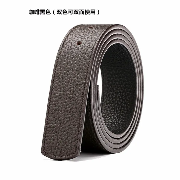 百搭真皮不带头皮带男士双面头层牛皮荔枝纹打孔无头裤皮带身3.4