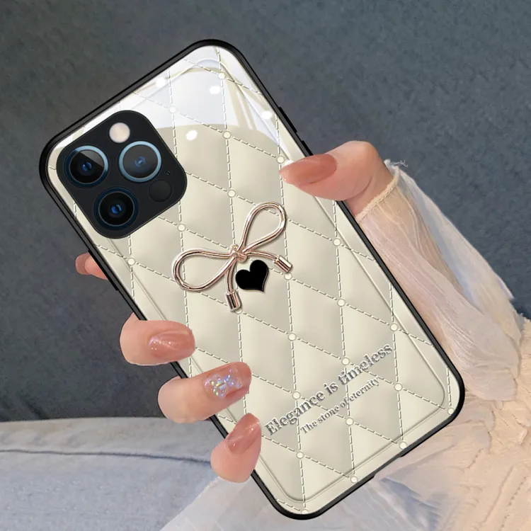 适用苹果16华为/oppo/vivo爱心蝴蝶结手机壳15promax新款高级感女