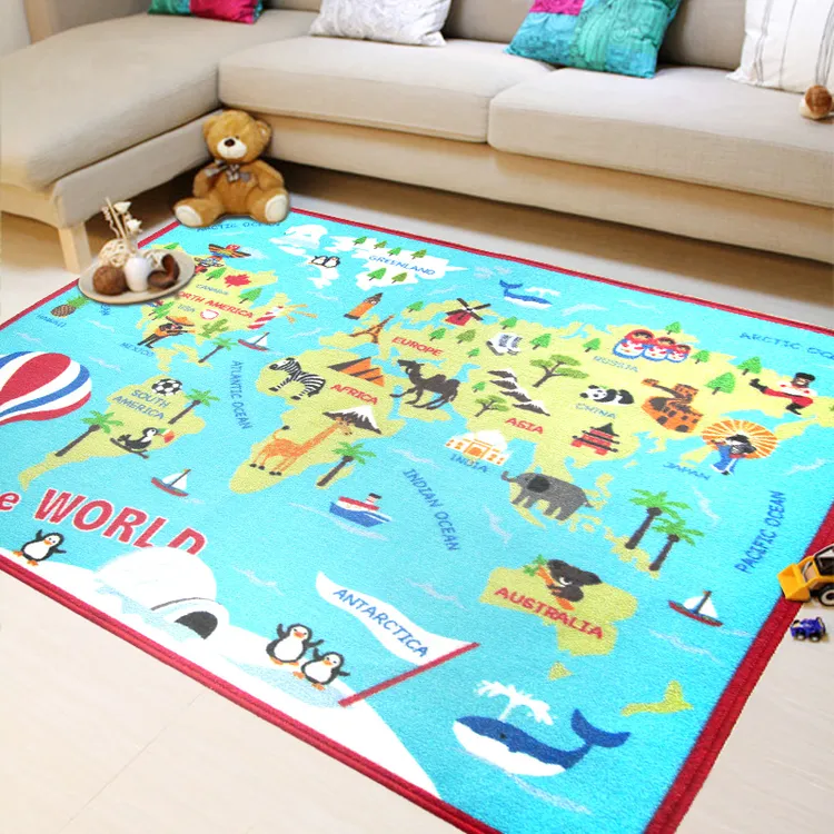 客厅幼儿园早教书房桌世界中国地图卧室阅读区学习椅地毯儿童地垫