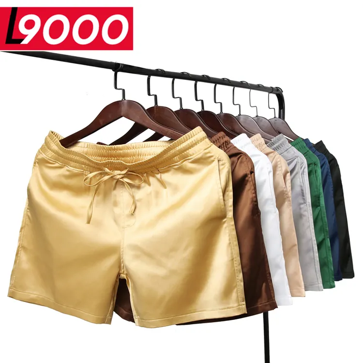 高档金色丝质四分裤男款夏季居家休闲外穿3分4分裤衩潮流三分短裤