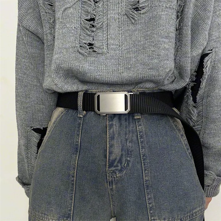 【升级版】合金自动扣腰带男士外穿简约尼龙裤腰带学生军训抗造皮带