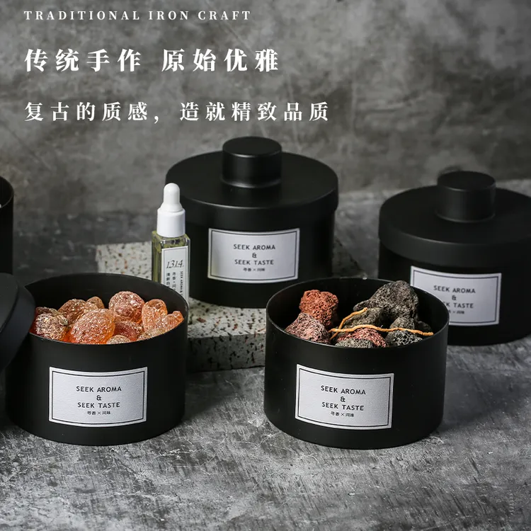 小众高级铁罐香薰卧室房间办公室精油扩香石熏香高端摆件礼物