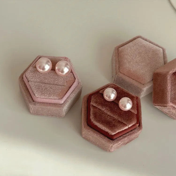 925银仿珍珠耳饰 春日氛围粉色珍珠耳钉正圆施家高级感耳环小巧