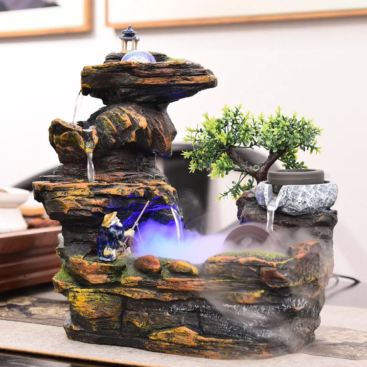 水源工坊山水景观装饰品假山流水喷泉摆件循环水开业礼物高山水景