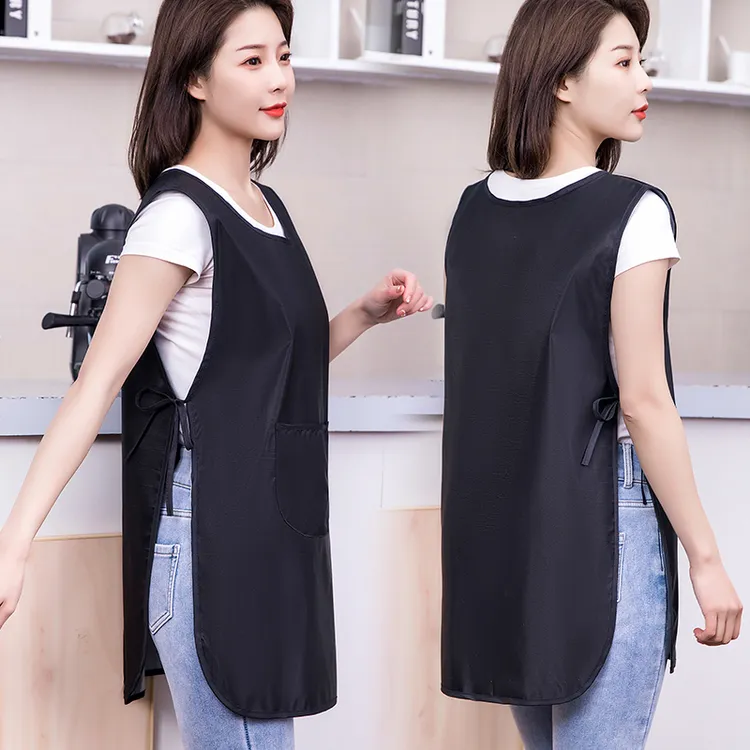 防水围裙工作服定制印字家用厨房防油女加肥加大坎肩马甲男士围腰