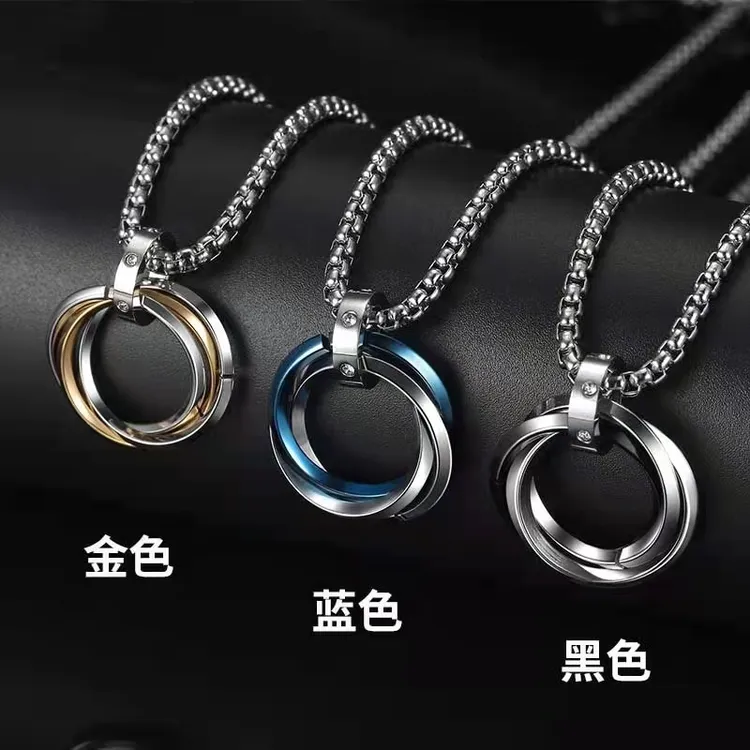 钛钢吊坠 项链男潮搭配衣服嘻哈挂饰吊坠夏季轻奢小众爆款黑色