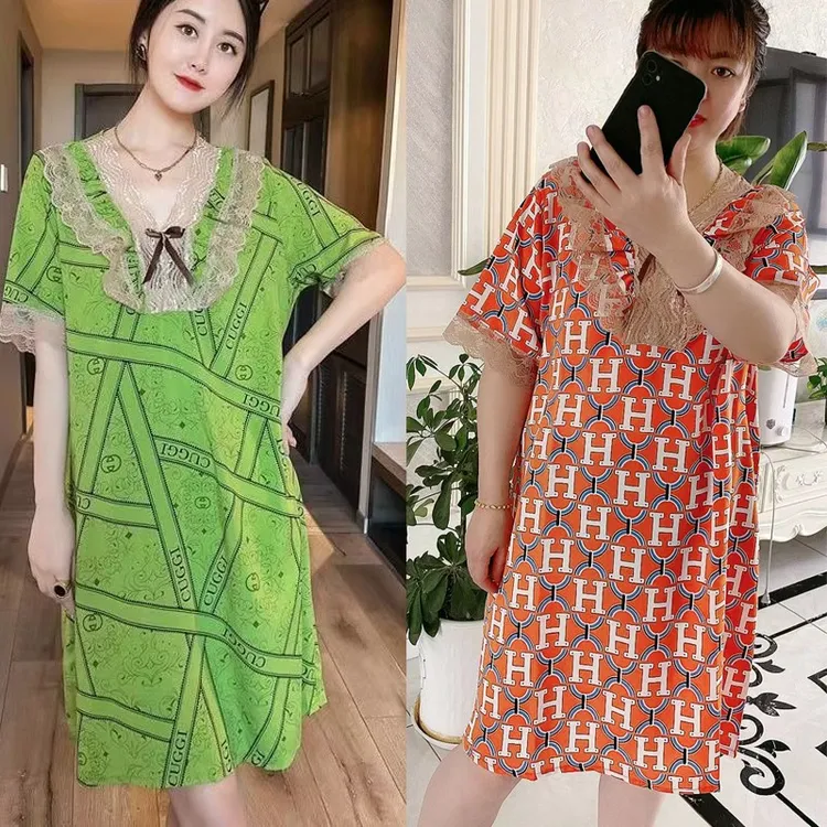 2022夏季新款大码半袖睡裙家居服睡衣22092