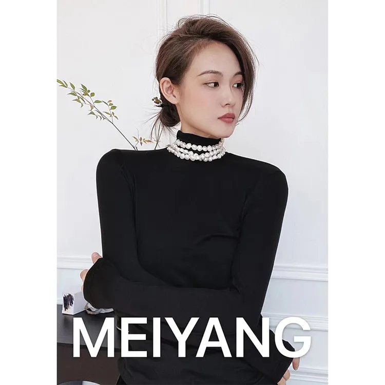 美洋 肌底液打底衫 春秋长袖套头黑色百搭修身保暖半高领洋气时尚