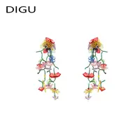 嘀咕家 铜合金亚克力耳饰 春夏甜美少女花朵耳环