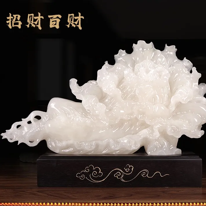 玉白菜摆件天然整块阿富汗玉客厅玄关酒柜家居办公乔迁开业礼品