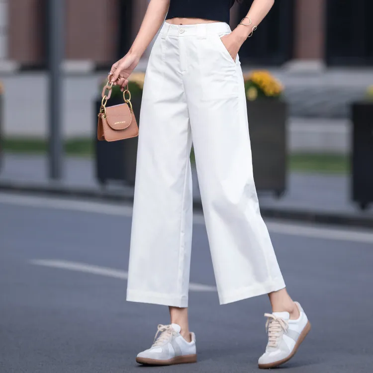 天丝阔腿裤女夏季薄款2025年新款高腰八九分冰丝女裤垂感直筒裤子