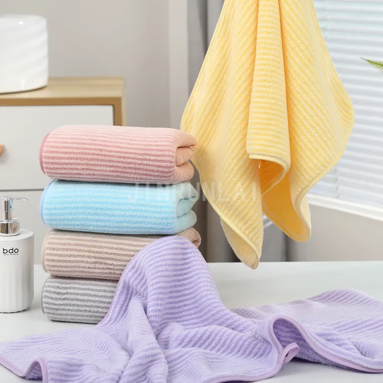细条纹毛巾5条装柔软吸水加厚亲肤洗脸巾不掉毛家用洗脸帕