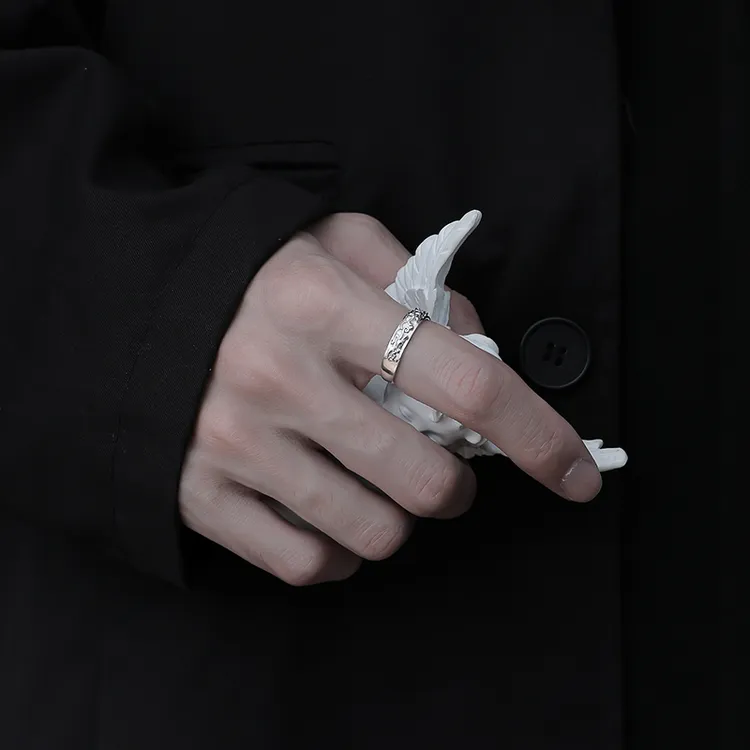 925银戒指 可调节男士貔貅戒指纯银指环男款戒指冷淡风时尚百搭