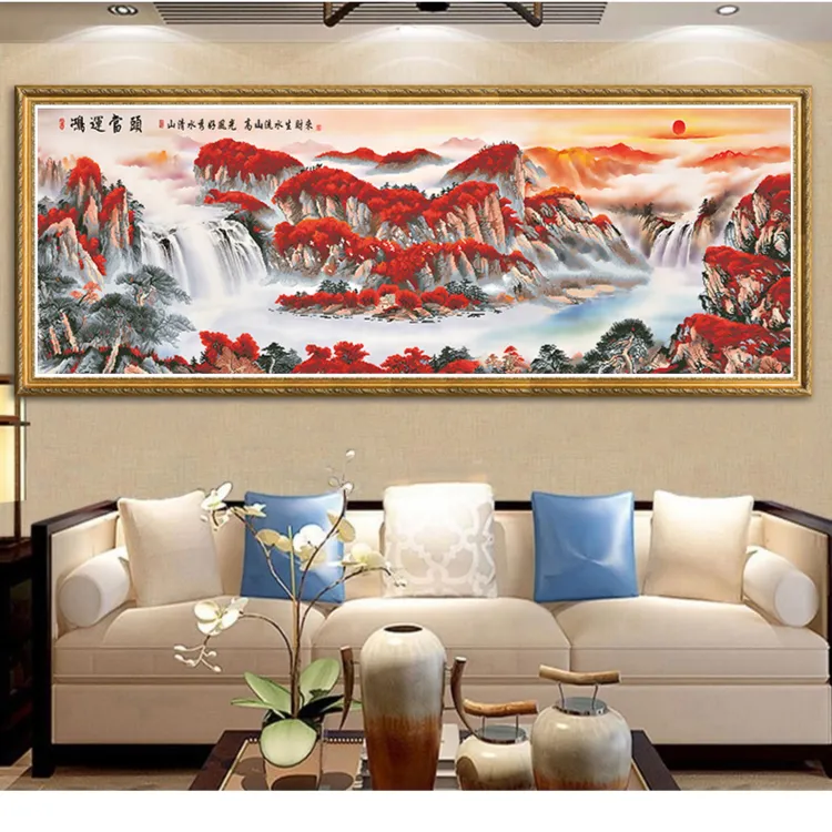 DC/蒂彩【鸿运当头】满钻版钻石绣山水手工DIY十字绣软装钻石画现代
