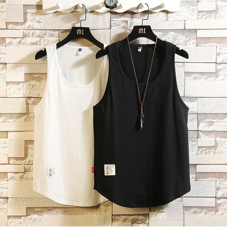 美式纯棉纯色背心男夏季坎肩打底汗衫宽松运动健身白色无袖t恤男