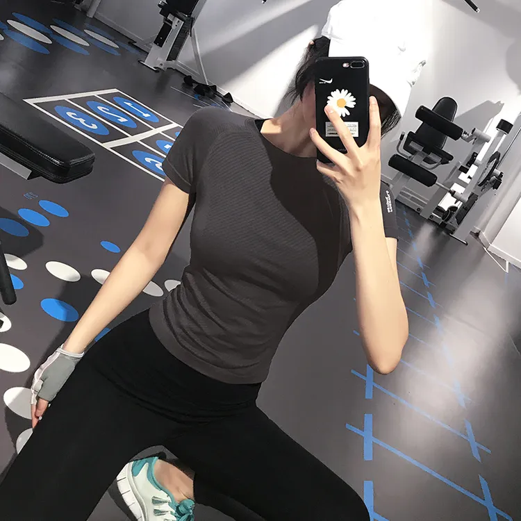 TEETKE运动短袖高颜值女显瘦瑜伽服速干t恤跑步半袖健身服上衣