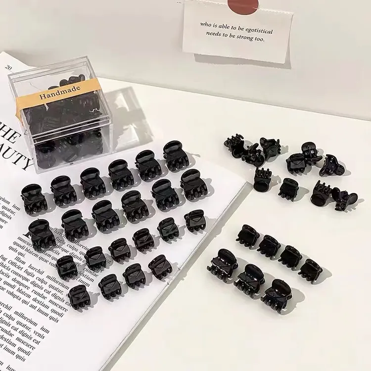 黑色迷你刘海夹公主头发型小抓夹24个碎发小夹可爱精致小巧碎发夹