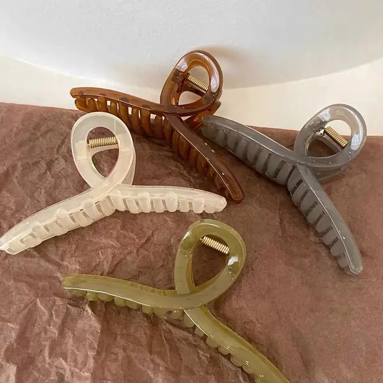 气质简约发夹超大号果冻交叉鲨鱼夹莫兰迪色系抓夹4个时尚大抓夹