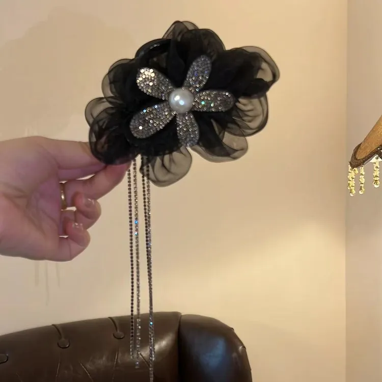 太阳花花朵发夹轻奢简约盘发鲨鱼夹半扎发头饰女适合春夏用的抓夹