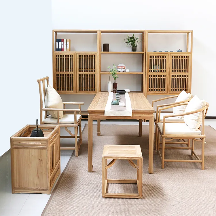 新中式北榆木干泡茶台实木禅意茶桌茶室会所民宿家用均可厂家直销