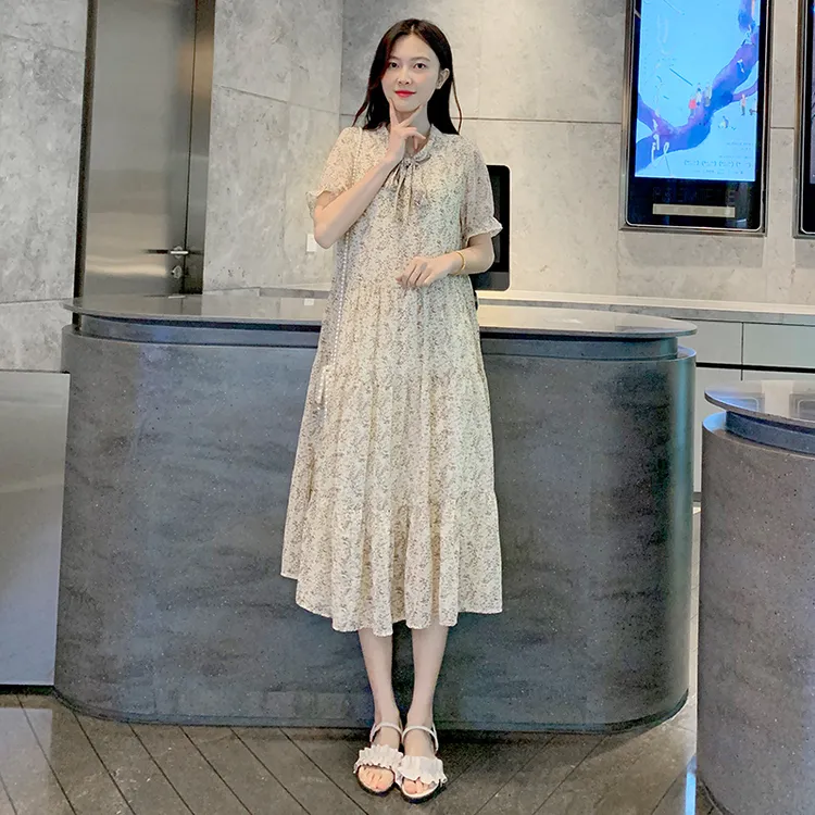 微胖女装连衣裙2022年新款中长款雪纺碎花超仙时尚潮洋气气质裙子