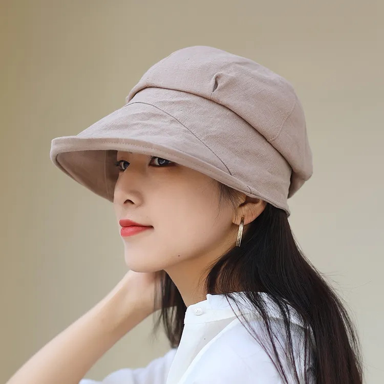 2700贝雷帽女八角日系薄款春夏棉麻韩版潮黑色画家帽遮阳鸭舌帽女