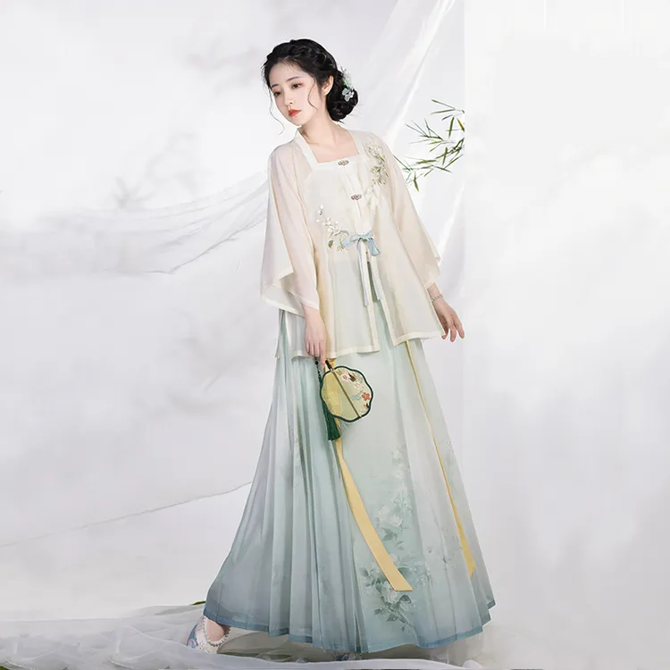 清水溪【绿萼】 国风明制汉服 印花清凉舒适夏季方领马面裙优雅