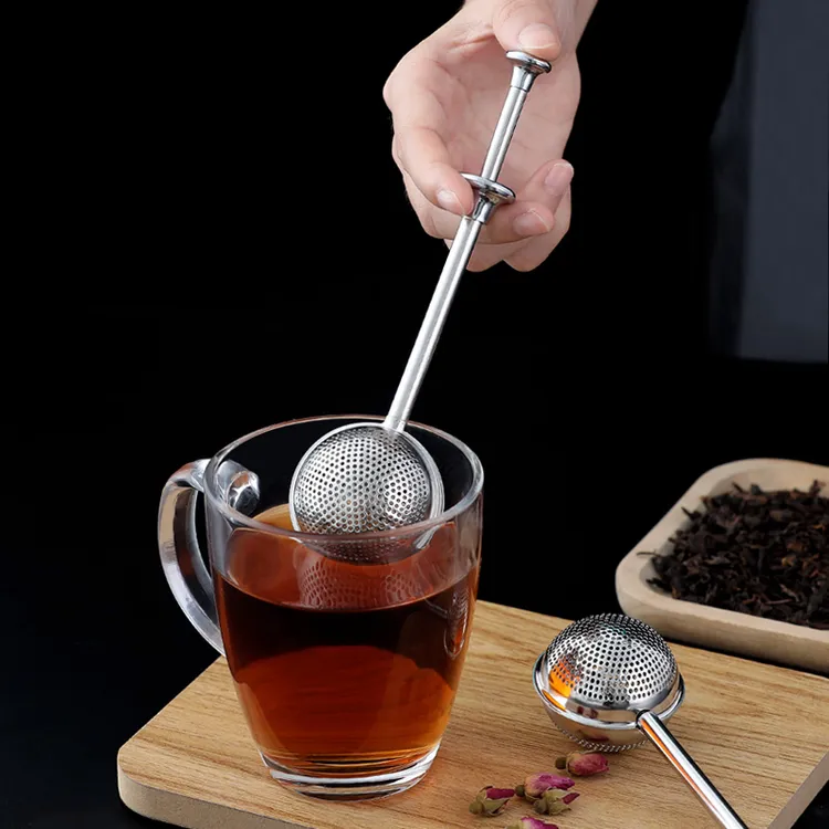 茶水分离过滤器304不锈钢自动伸缩泡茶球懒人创意茶具喝茶隔渣漏