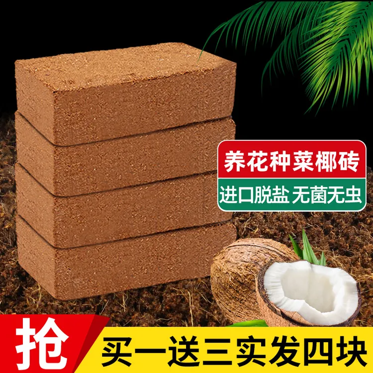 【拍一送三】椰砖营养土阳台无菌土培基质大块脱盐通用型椰糠粗椰壳商品图