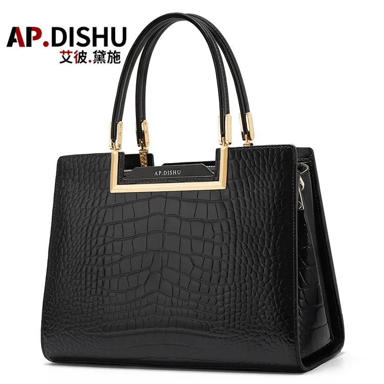 头层牛皮轻奢真皮女包单肩大气百搭鳄鱼纹包手提包高档女包老婆